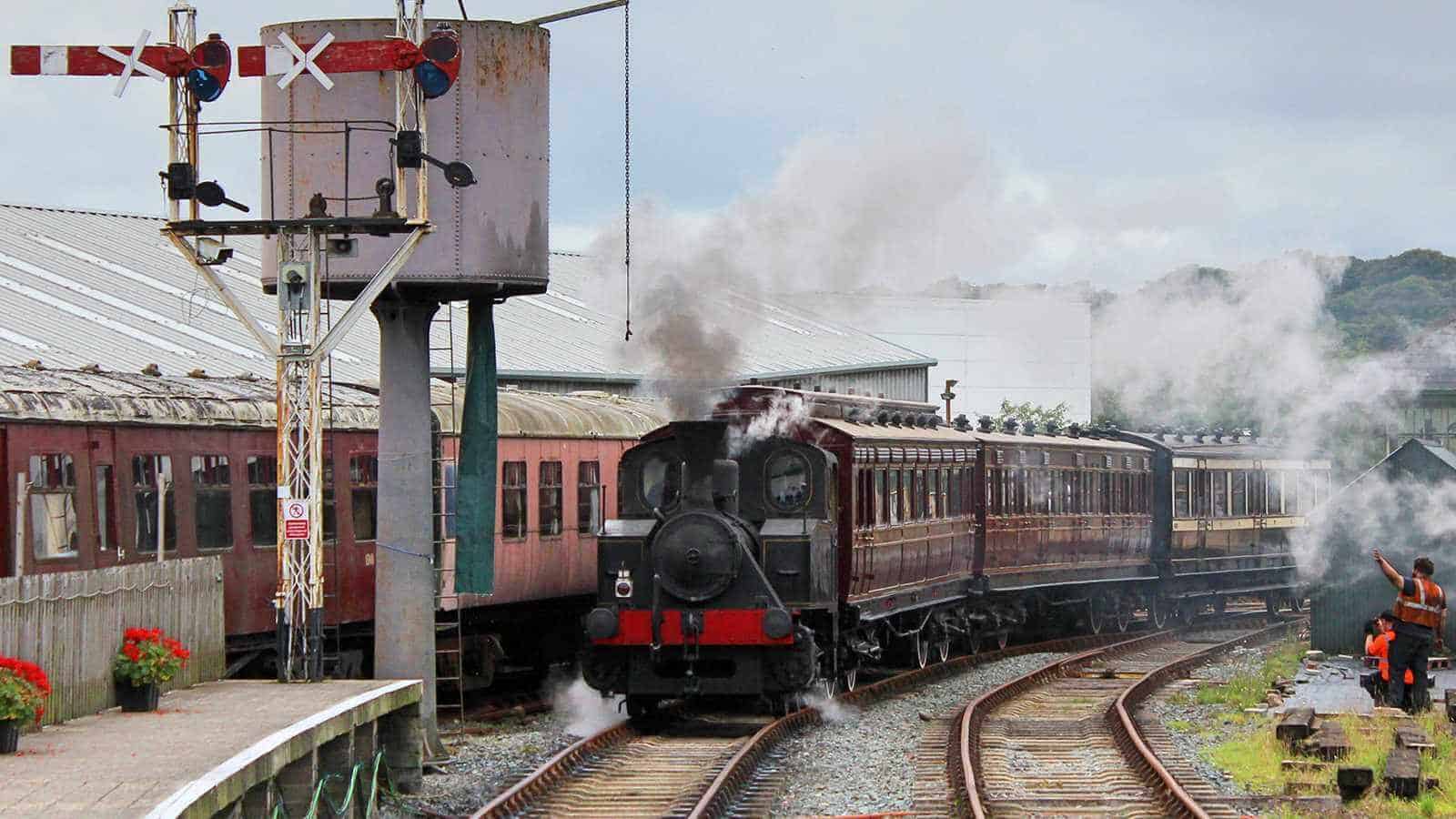 Our steam train pulls into the station in Downpatrick